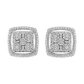 .925 Sterling Silver 3/8 Cttw Miracle Set Round Diamond Double Halo Cluster Earrings (I-J Color, I2-I3 Clarity) by Bids.com