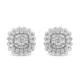 .925 Sterling Silver 1/2 Cttw Round-Cut Diamond Halo Cluster Stud Earring (I-J Color, I2-I3 Clarity) by Bids.com