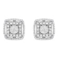 .925 Sterling Silver 1.0 Cttw Round Diamond Double Halo and Disc Stud Earring (I-J Color, I2-I3 Clarity) by Bids.com