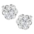 Sterling Silver 2 cttw Floral Composite 7 Stone Diamond Stud Earring (I-J, I1-I2) by Bids.com