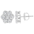 Sterling Silver 2 cttw Floral Composite 7 Stone Diamond Stud Earring (I-J, I1-I2) by Bids.com