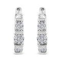 .925 Sterling Silver 1/2 Cttw Lab Grown Round Diamond Floral Cluster Hoop Earrings (F-G Color, SI1-SI2 Clarity) by Bids.com