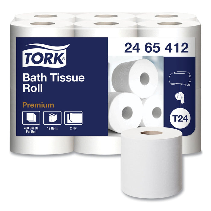 Tork Premium Poly-Pack Bath Tissue, Septic Safe, 2-Ply, White, 400 Sheets/Roll, 12 Rolls/Pack, 4 Packs/Carton