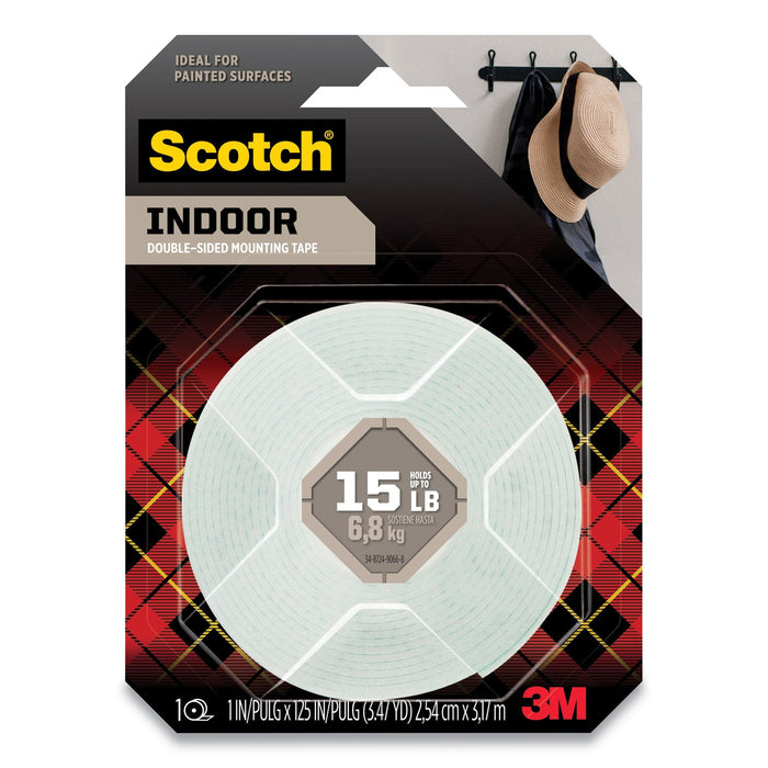 Scotch Permanent High-Density Foam Mounting Tape, Holds Up to 15 lbs, 1 x 125, White