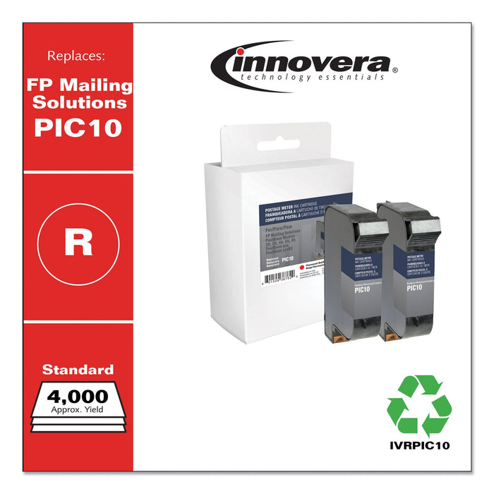 Innovera Compatible Red Postage Meter Ink, Replacement for PIC10, 4,000 Page-Yield, 2/Pack