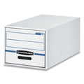 Bankers Box STOR/DRAWER Basic Space-Savings Storage Drawers, Letter Files, 14" x 25.5" x 11.5", White/Blue, 6/Carton