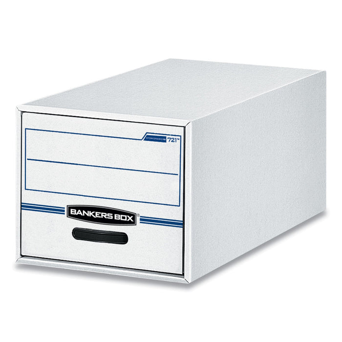Bankers Box STOR/DRAWER Basic Space-Savings Storage Drawers, Letter Files, 14" x 25.5" x 11.5", White/Blue, 6/Carton