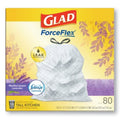Glad OdorShield Tall Kitchen Drawstring Bags, 13 gal, 0.95 mil, 24" x 27.38", White, 240/Carton