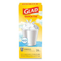 Glad OdorShield Quick-Tie Small Trash Bags, 4 gal, 0.5 mil, 8" x 18", White, 156/Carton