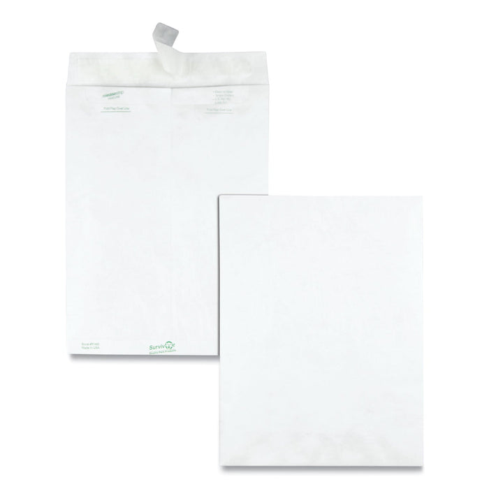 Survivor Lightweight 14 lb Tyvek Catalog Mailers, #10 1/2, Square Flap, Redi-Strip Adhesive Closure, 9 x 12, White, 100/Box