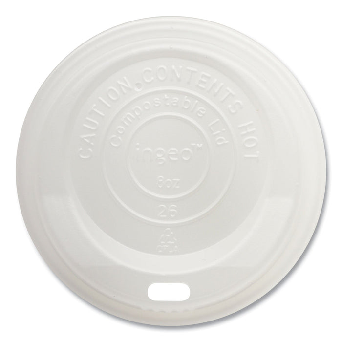 World Centric PLA Lids for Hot Cups, Fits 8 oz Cups, White, 1,000/Carton