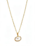 Aqua Shell & Cultured Freshwater Pearl Pendant Necklace by Vanessa Jane