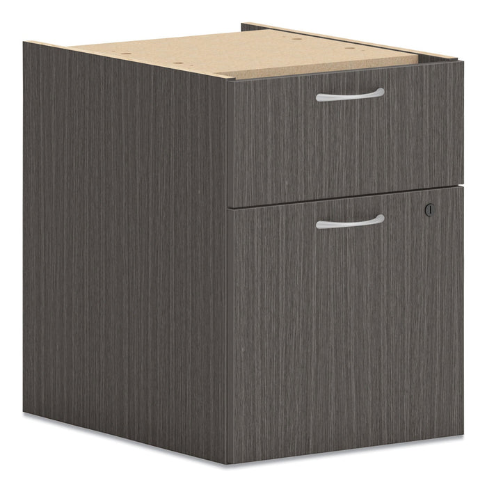 HON Mod Hanging Pedestal, Left or Right, 2-Drawers: Box/File, Legal/Letter, Slate Teak, 15" x 20" x 20"