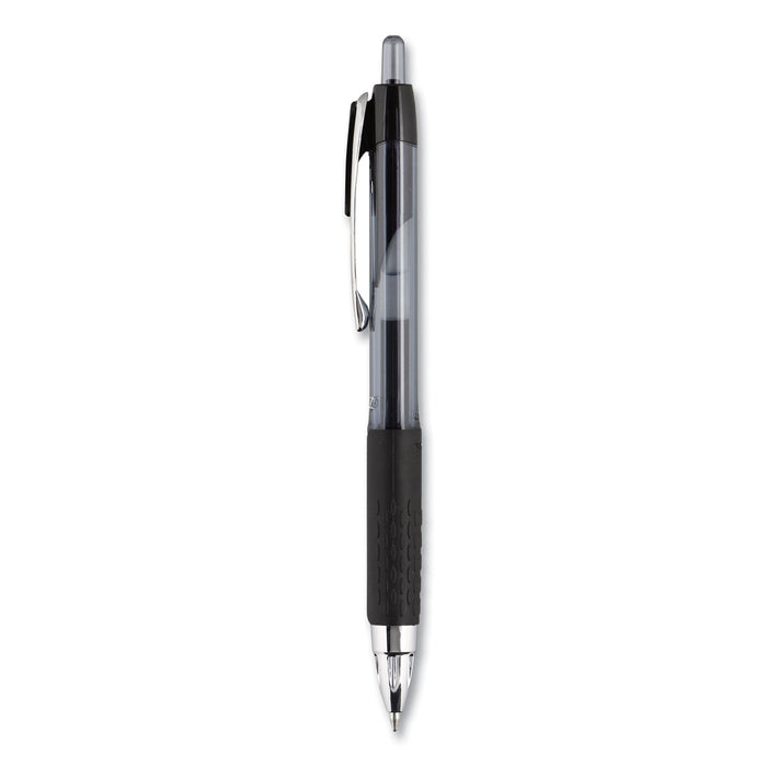 uniball Signo 207 Gel Pen, Retractable, Medium 0.7 mm, Black Ink, Translucent Black Barrel, 4/Pack