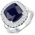 6.46 Carat Dyed Sapphire, Blue Sapphire and White Topaz .925 Sterling Silver Ring by Bids.com