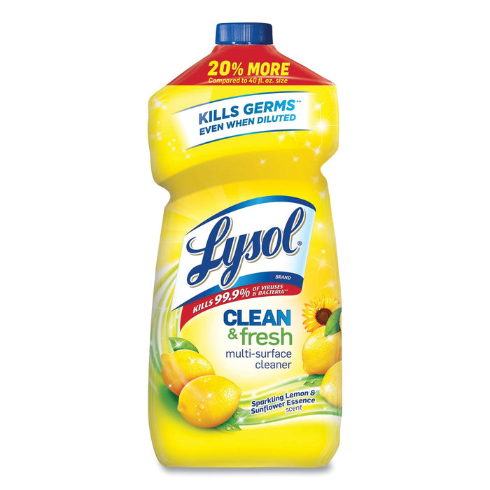 LYSOL Clean and Fresh Multi-Surface Cleaner, Sparkling Lemon and Sunflower Essence, 48 oz Bottle, 9/Carton