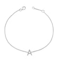 10K White Gold Diamond Accent "A" Initial Charm and Link Bracelet by Bids.com