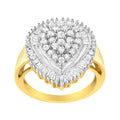 10K Yellow Gold 1.0 Cttw Round and Baguette Cut Diamond Oval Shaped Cluster Ring (I-J Color, I1-I2 Clarity) - Size 7 by Bids.com