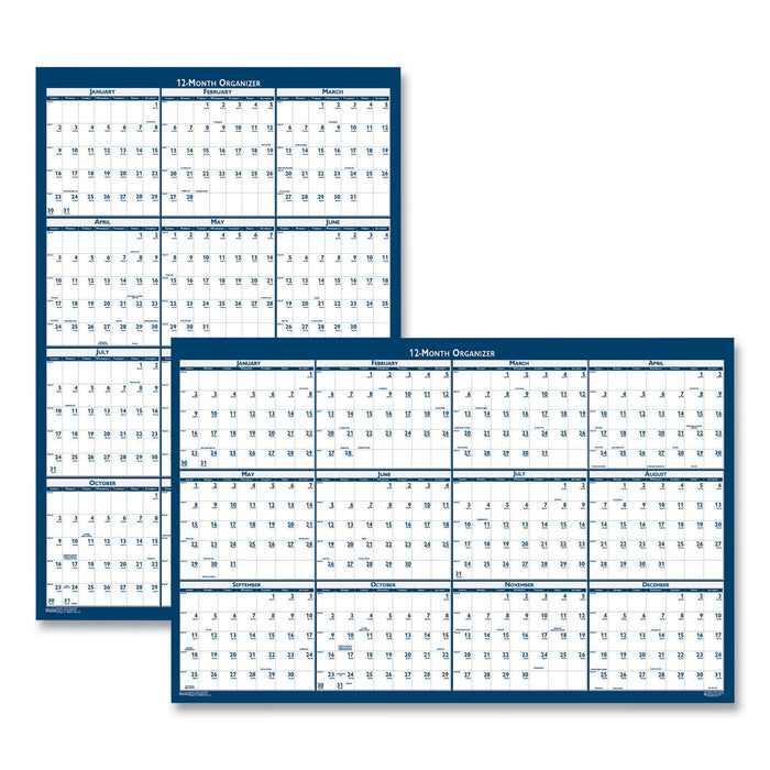 House of Doolittle Recycled Poster Style Reversible/Erasable Yearly Wall Calendar, 18 x 24, White/Blue/Gray Sheets, 12-Month (Jan to Dec): 2023