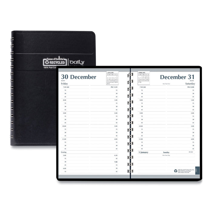 House of Doolittle Memo Size Daily Appointment Book with 15-Minute Schedule, 8 x 5, Black Cover, 12-Month (Jan to Dec): 2023