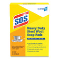 S.O.S. Steel Wool Soap Pads, 2.5 x 2.5, Steel, 15 Pads/Box, 12 Boxes/Carton