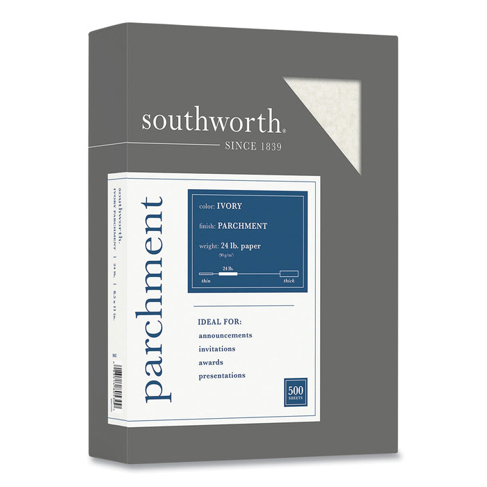 Southworth Parchment Specialty Paper, 24 lb Bond Weight, 8.5 x 11, Ivory, 500/Ream