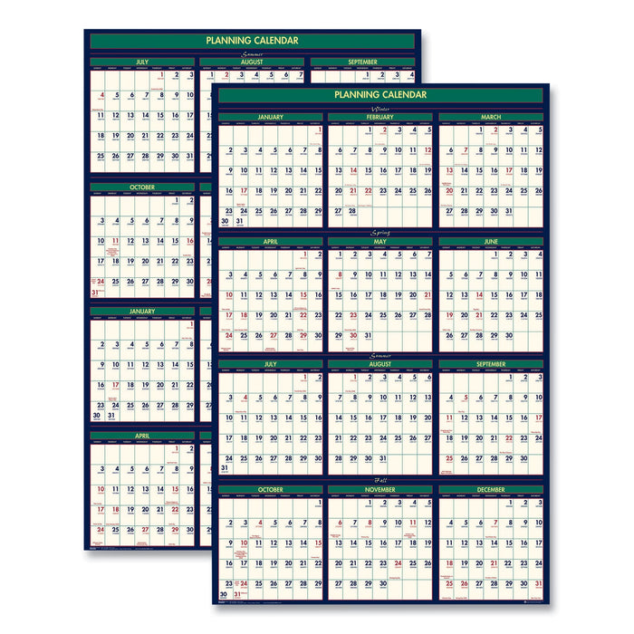 House of Doolittle Four Season Erasable Business/Academic Recycled Wall Calendar, 24 x 37, 12-Month(July-June):2022-2023, 12-Month(Jan-Dec):2023