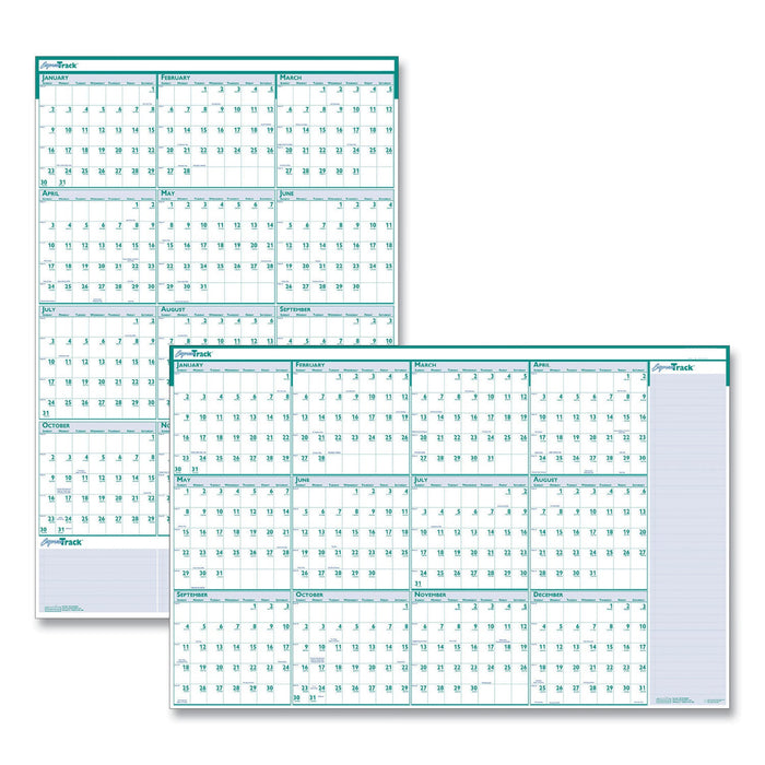 House of Doolittle Express Track Recycled Reversible/Erasable Yearly Wall Calendar, 24 x 37, White/Teal Sheets, 12-Month (Jan to Dec): 2023