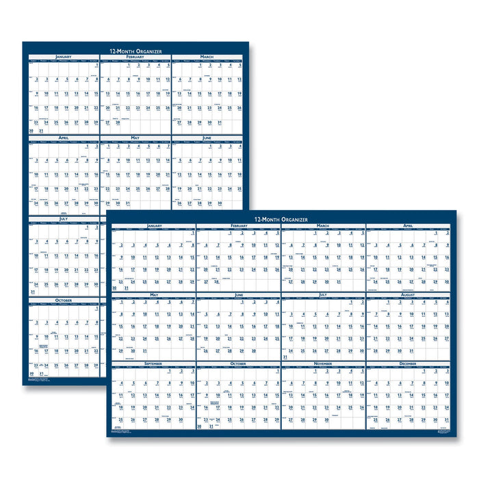House of Doolittle Recycled Poster Style Reversible/Erasable Yearly Wall Calendar, 66 x 33, White/Blue/Gray Sheets, 12-Month (Jan to Dec): 2023