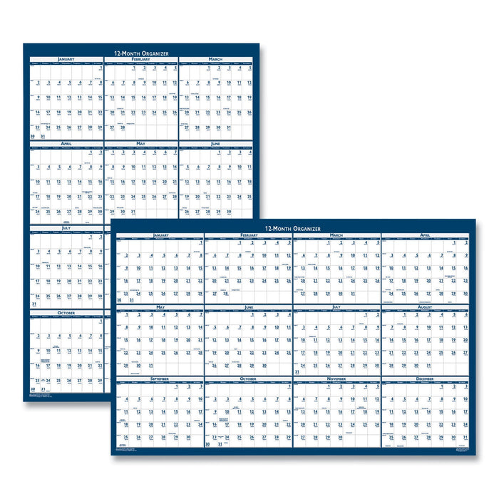 House of Doolittle Recycled Poster Style Reversible/Erasable Yearly Wall Calendar, 32 x 48, White/Blue/Gray Sheets, 12-Month (Jan to Dec): 2023