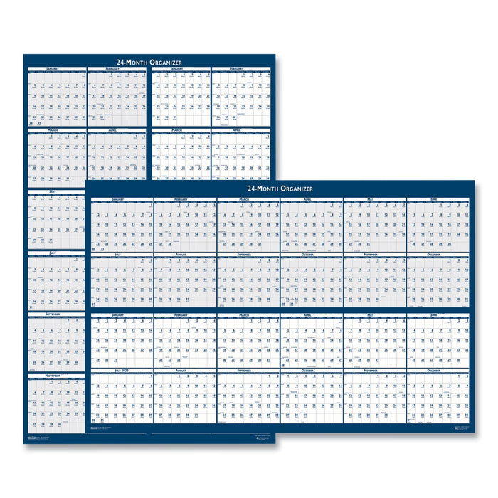 House of Doolittle Reversible/Erasable 2 Year Wall Calendar, 24 x 37, Light Blue/Blue/White Sheets, 24-Month (Jan to Dec): 2023 to 2024