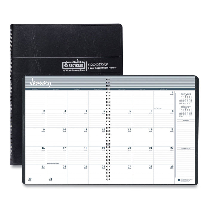 House of Doolittle 24-Month Recycled Ruled Monthly Planner, 11 x 8.5, Black Cover, 24-Month (Jan to Dec): 2023 to 2024