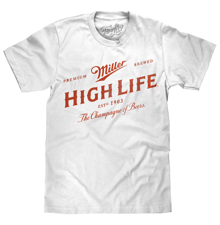Miller High Life Beer T-Shirt - White by Tee Luv