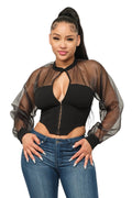 Front Hook and Eyelet Front Keyhole Button Top by The House of Stylez