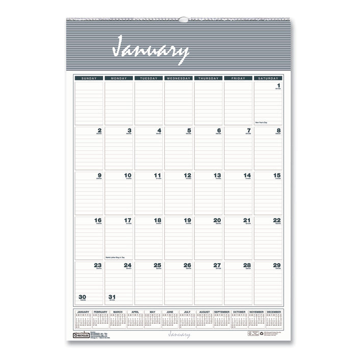 House of Doolittle Bar Harbor Recycled Wirebound Monthly Wall Calendar, 22 x 31.25, White/Blue/Gray Sheets, 12-Month (Jan-Dec): 2023