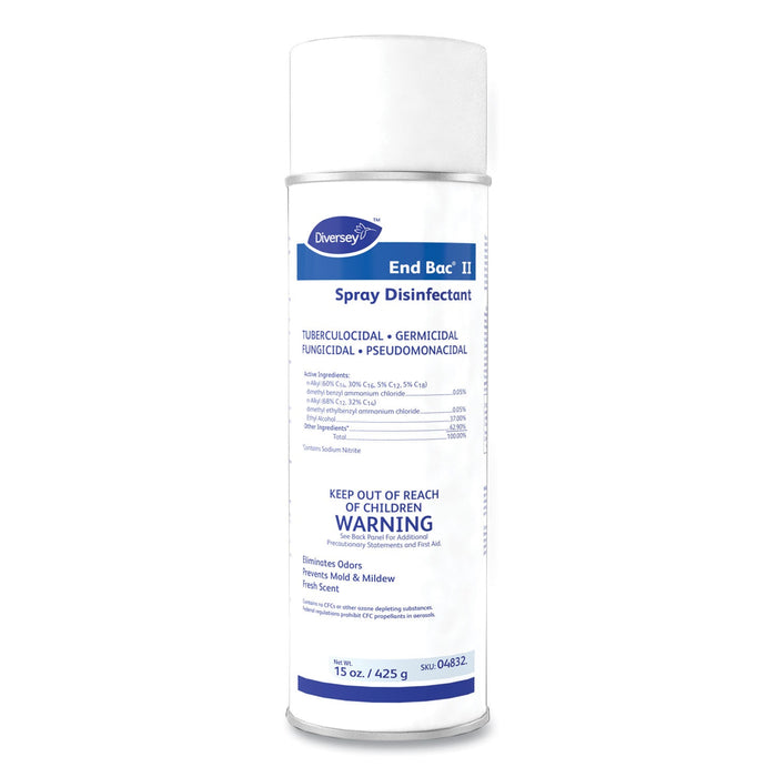 Diversey End Bac II Spray Disinfectant, Fresh Scent, 15 oz Aerosol Spray, 12/Carton