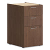 HON Mod Support Pedestal, Left or Right, 3-Drawers: Box/Box/File, Legal/Letter, Sepia Walnut, 15" x 20" x 28"