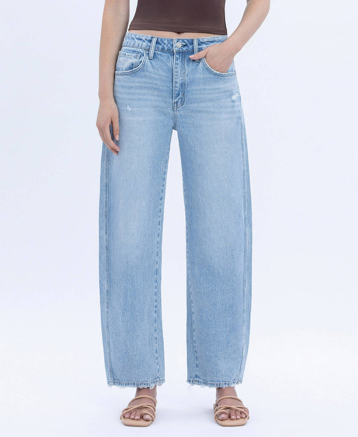 Brylee High Rise Crop Barrel Jean by Boutique 23