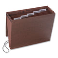 Smead Six-Pocket Subject File with Insertable Tabs, 5.25" Expansion, 6 Sections, Elastic Cord, 1/5-Cut Tabs, Letter Size, Redrope