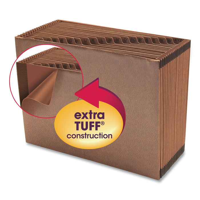 Smead TUFF Expanding Open-Top Stadium File, 21 Sections, 1/21-Cut Tabs, Letter Size, Redrope