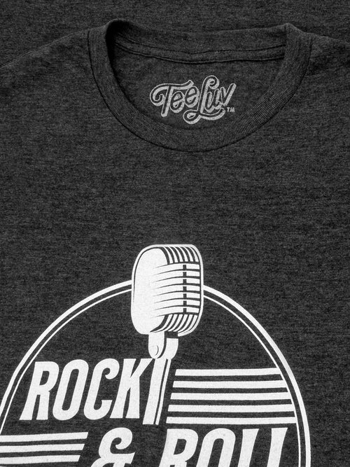 Rock and Roll Hall of Fame Retro Microphone T-Shirt - Charcoal Gray Heather by Tee Luv