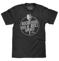 Rock and Roll Hall of Fame Retro Microphone T-Shirt - Charcoal Gray Heather by Tee Luv