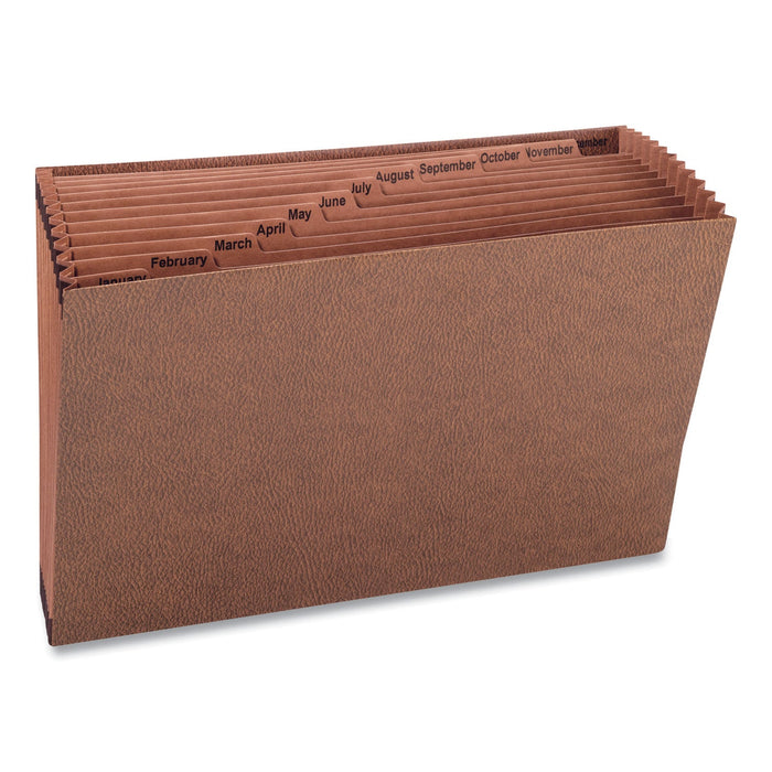 Smead TUFF Expanding Open-Top Stadium File, 12 Sections, 1/12-Cut Tabs, Legal Size, Redrope