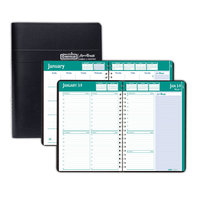 House of Doolittle Express Track Recycled Weekly Appointment Book/Monthly Planner, 11 x 8.5, Black Cover, 13-Month (Jan to Jan): 2023 to 2024