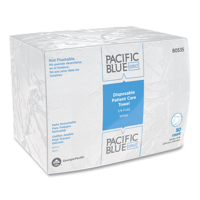 Georgia Pacific Pacific Blue Select Disposable Patient Care Washcloths, 9.5 x 13, White, 50/Pack, 20 Packs/Carton