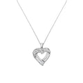 Sterling Silver 7/8 cttw Baguette Diamond Heart Pendant Necklace (I-J, I2-I3) by Bids.com