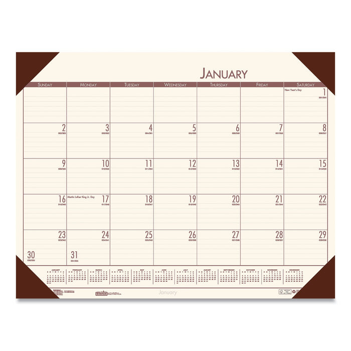House of Doolittle EcoTones Recycled Monthly Desk Pad Calendar, 22 x 17, Moonlight Cream Sheets, Brown Corners, 12-Month (Jan to Dec): 2023
