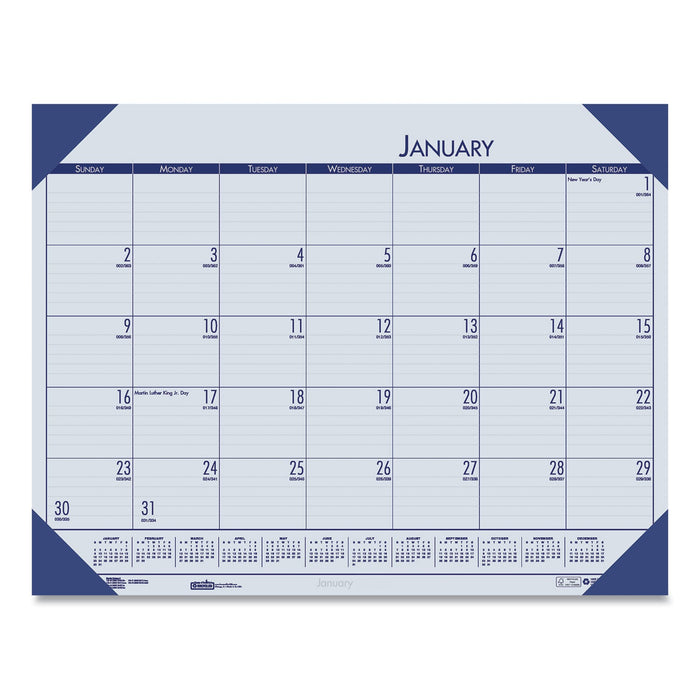 House of Doolittle EcoTones Recycled Monthly Desk Pad Calendar, 18.5 x 13, Ocean Blue Sheets/Corners, Black Binding, 12-Month (Jan to Dec): 2023