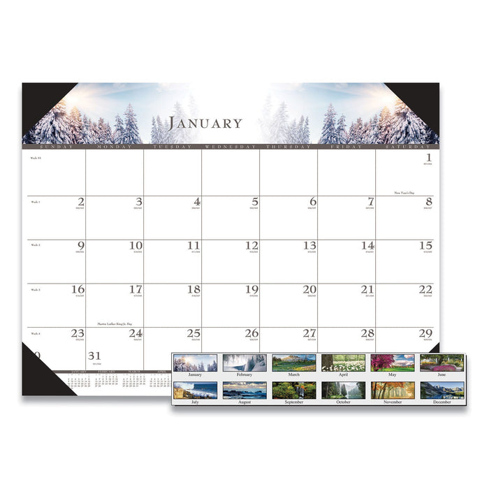 House of Doolittle Recycled Full-Color Monthly Desk Pad Calendar, Nature Photography, 22 x 17, Black Binding/Corners,12-Month (Jan to Dec): 2023