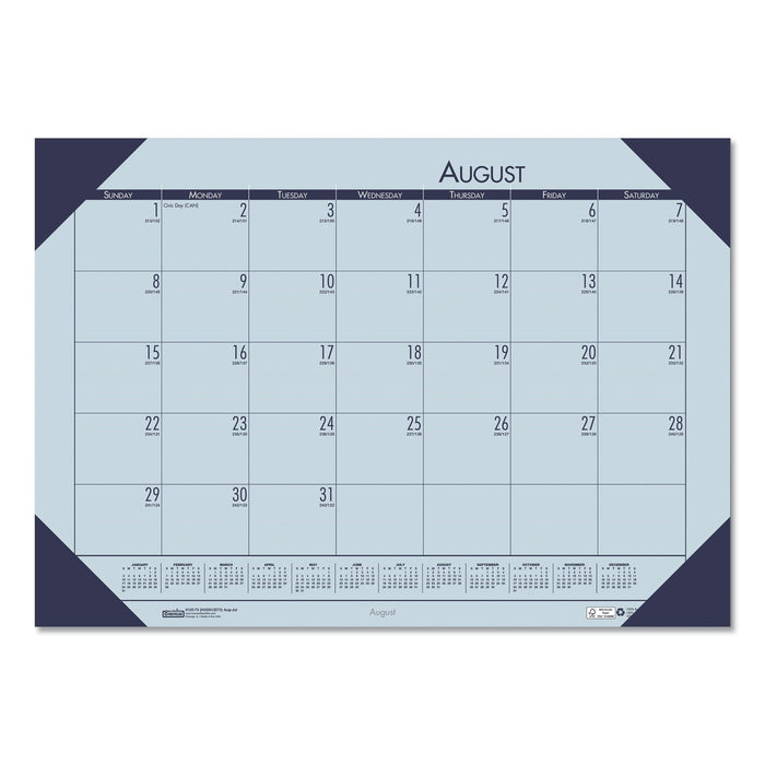 House of Doolittle EcoTones Recycled Academic Desk Pad Calendar, 18.5 x 13, Orchid Sheets, Cordovan Corners, 12-Month (Aug-July): 2022-2023